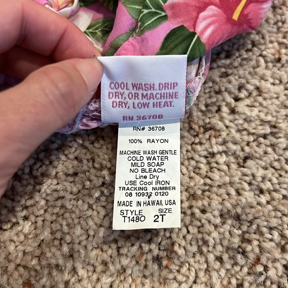 RJC Hawaiian Floral Sundress Pink 2T Hibiscus Plumeria Sleeveless Midi - Picture 4 of 4